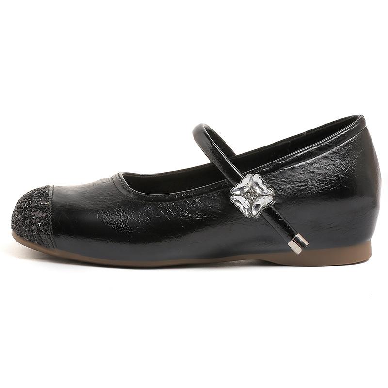 Inner height-increasing women's shoes 2025 new summer skirt silver single shoes Mary Jane small leather shoes small beanie shoes