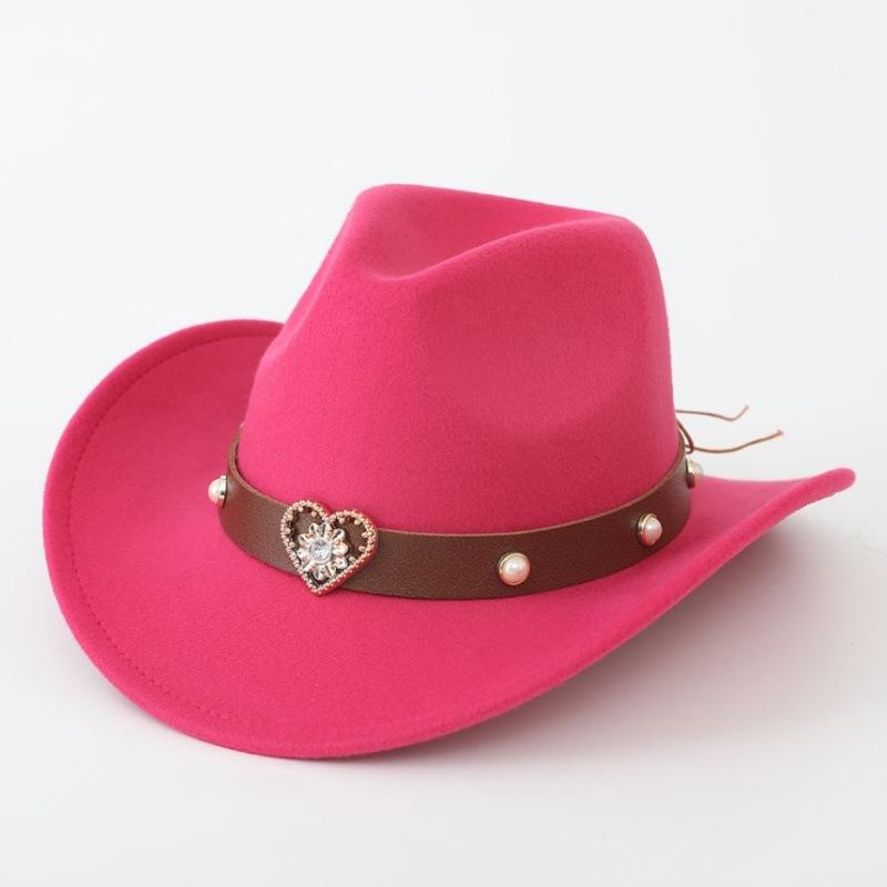 Cappello da Cowboy, Cappello Etnico in Stile Tibetano, Best-seller Transfrontaliero, Cappello Jazz, Ala Arrotolata, Cappello di Feltro, Fibbia con Borchie