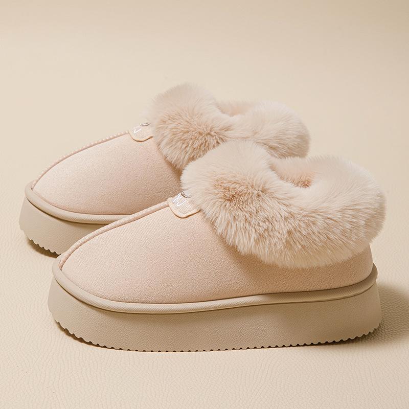 Women's Winter Non-Slip Plush Slippers - Thick-Soled, Warm Indoor Cotton Slippers