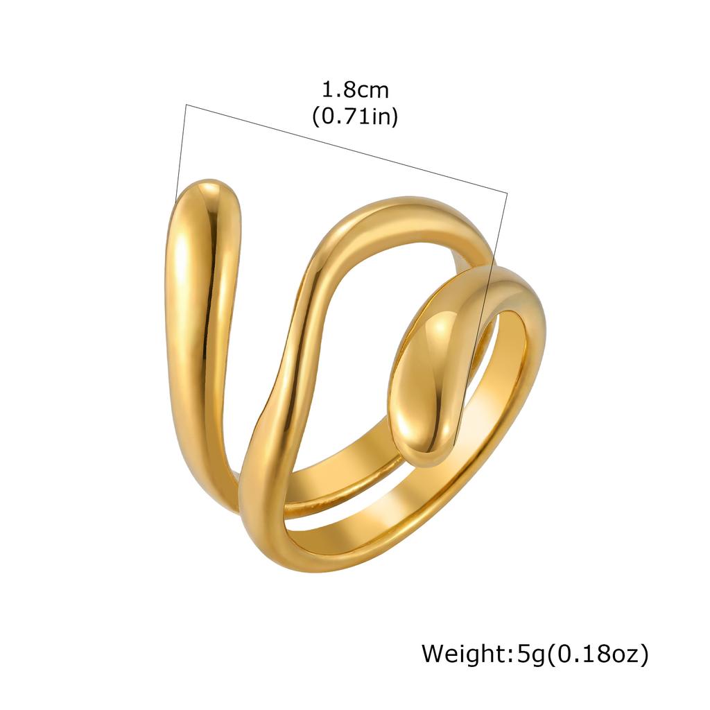 Minimalistischer geometrischer Ring aus Edelstahl für Damen, Goldener wasserdichter breiter Bandring, Schichtschmuck, Einfacher stilvoller Schmuck für den täglichen Gebrauch