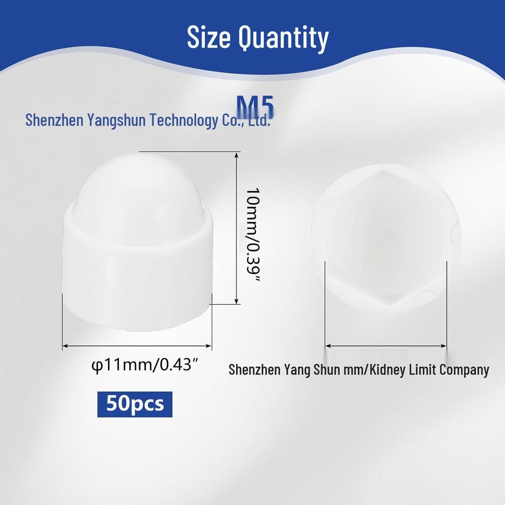 50pcs White Nylon Hex Socket Dust Protection Caps for M4-M12 Bolts