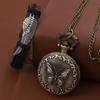 2pcs/set,1PC Exquisite Butterfly Carved Case Design Quartz Pocket Watch & 1PC Fashion Classic Bracelet,ideal Choice for Gifts Men and Women