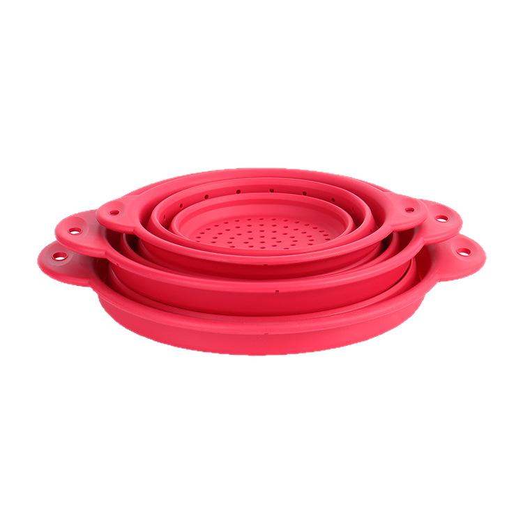 Food Grade Silicone Collapsible Colander, Foldable Fruit Vegetable Washing Basket, Heat Resistant Kitchen Strainer