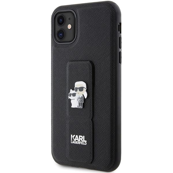 Karl Lagerfeld Klhcn61Gsakcpk Iphone 11 / Xr 6.1 Czarny/Black Hardcase Gripstand Saffiano Karl&Choupette Pins