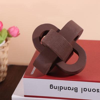 Creative Art Craft Wood Knot Ornament Handmade 3-Link Chain Wooden Buckle Hand-carved Wooden Chain Ball Office