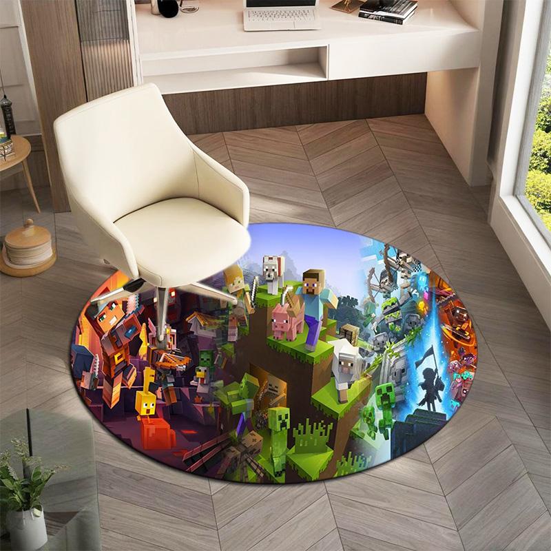 Sandbox Electronic Xbox Games Minecraft Circular Carpet Household Goods Decoration Anti Slip Home Table and Chair Mat Aisle Door Mat Carpet D11