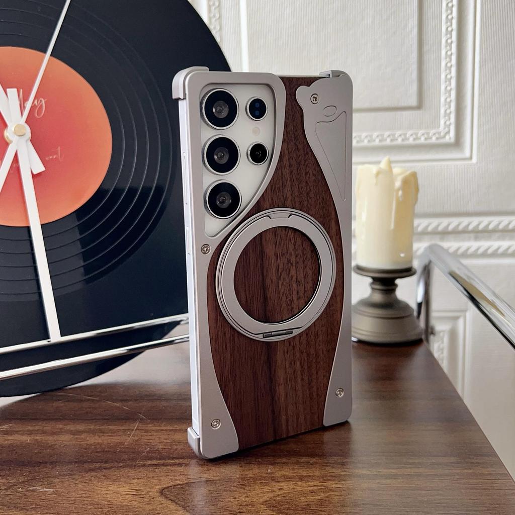 Samsung S25 Ultra Walnut Wood Magnetic Stand Case
