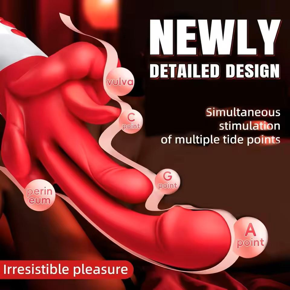 Nuovo Vibratore Dildo Ricaricabile 5 IN 1 per Stimolazione Lingua, Punto G, Clitoridea, Vaginale, Anale Masturbatore Femminile Giocattolo Sessuale per Adulti Uovo Vibrante da Inserire