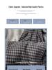 Petite Korean Style High Waist Wool Blend Plaid Wide Leg Pants - Fleece Lined for Autumn/Winter