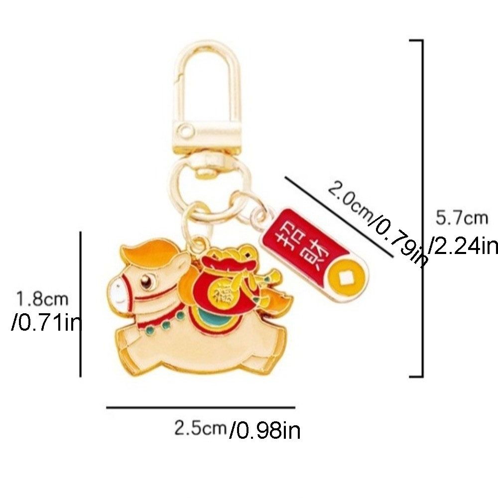 Wealth and Good Luck Pony Zinc Zinc Alloy Keychain Cartoon Year Horse Lucky Mascot  Backpack Decoration