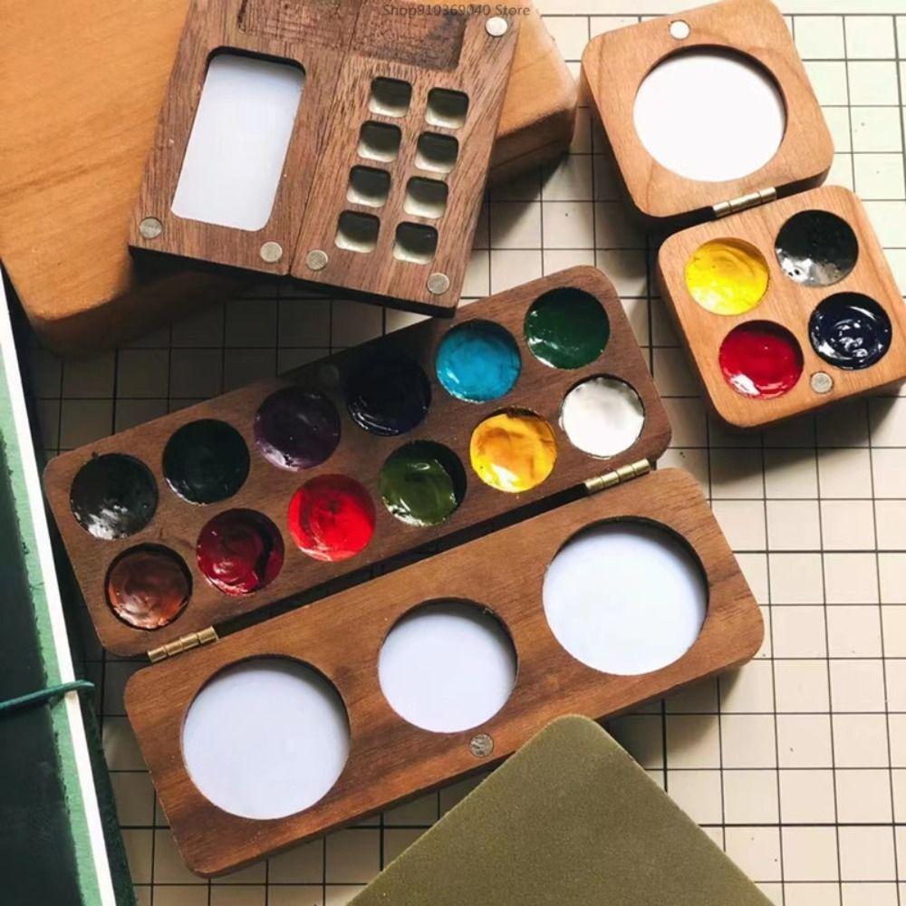 Rectangle Empty Sketch Wooden Portable Art Supplies Palette Paint Box Painting Tool Painting Tray