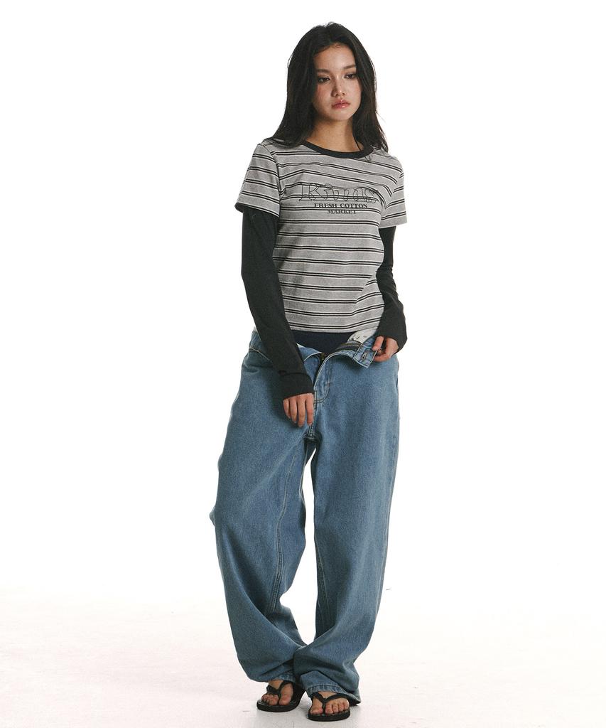 Kimseupeulesikoteunmakes Marine Stripe Ls Tee Charcoal
