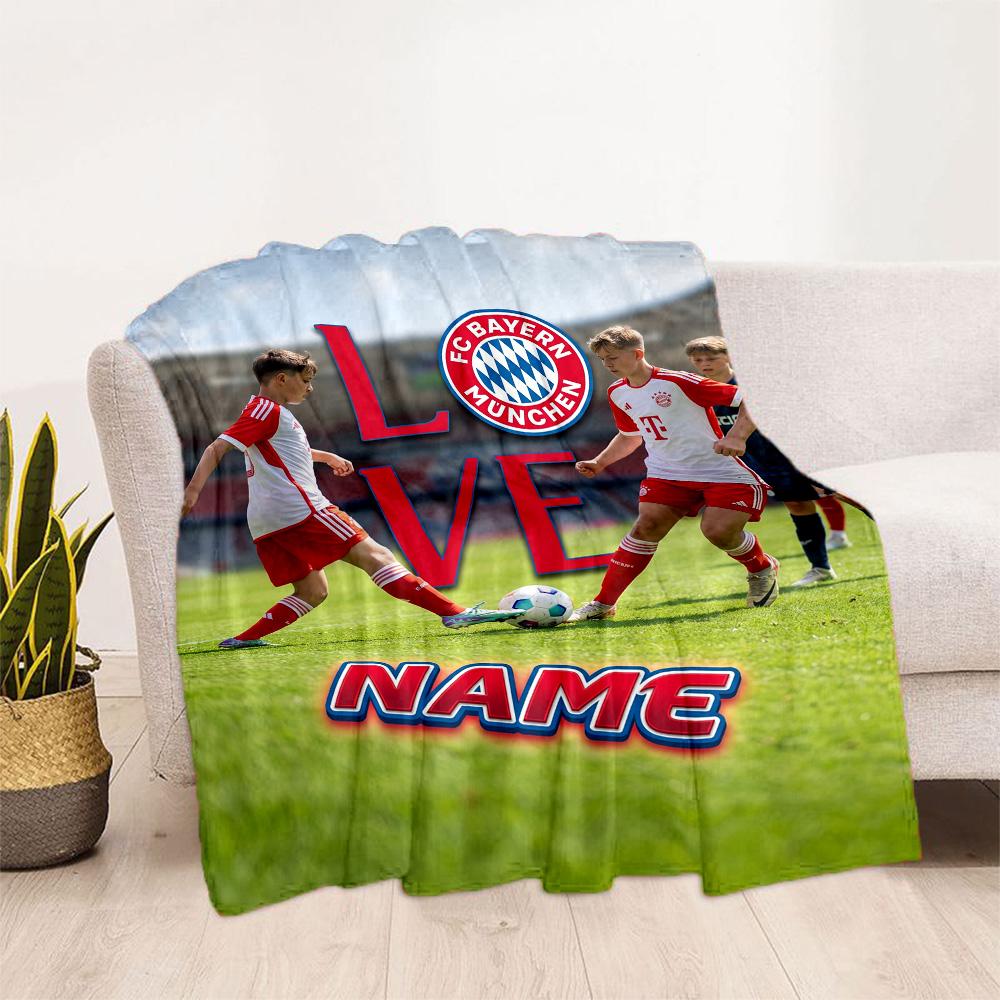 Bayern Munich Fan Gear Customize Your Name Blanket Throw Customizable Blanket Ultra-Soft Throw For Nap Chair Bed Sofa Ideal for All Seasons
