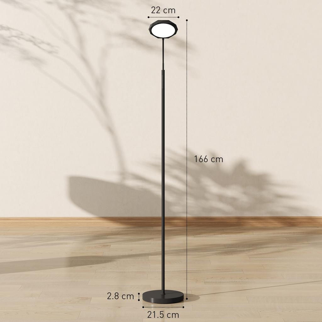 LED Floor Lamp With Remote Control Rotatable Head Brightness And Temperature Adjustment Black