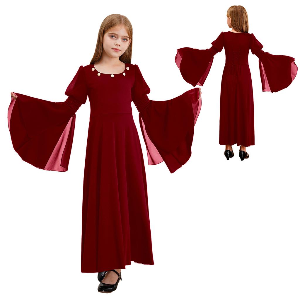 Kids Halloween Costume Fairy Costume Gothic Princess Long Dress Girls Renaissance Dress Medieval Costume Evening Gown Retro Fairy Dress Vintage