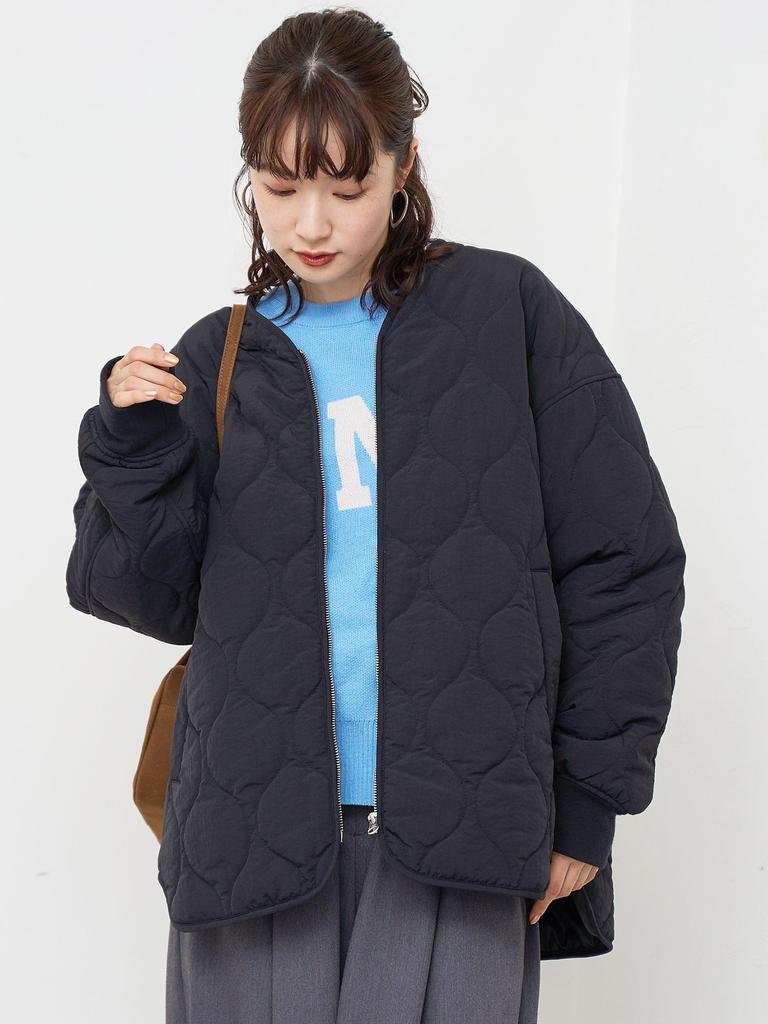 Cohen No-Collar Water-Repellent Quilted Blouson, Oversized, 76606000005 6750 OLIVE (67) M