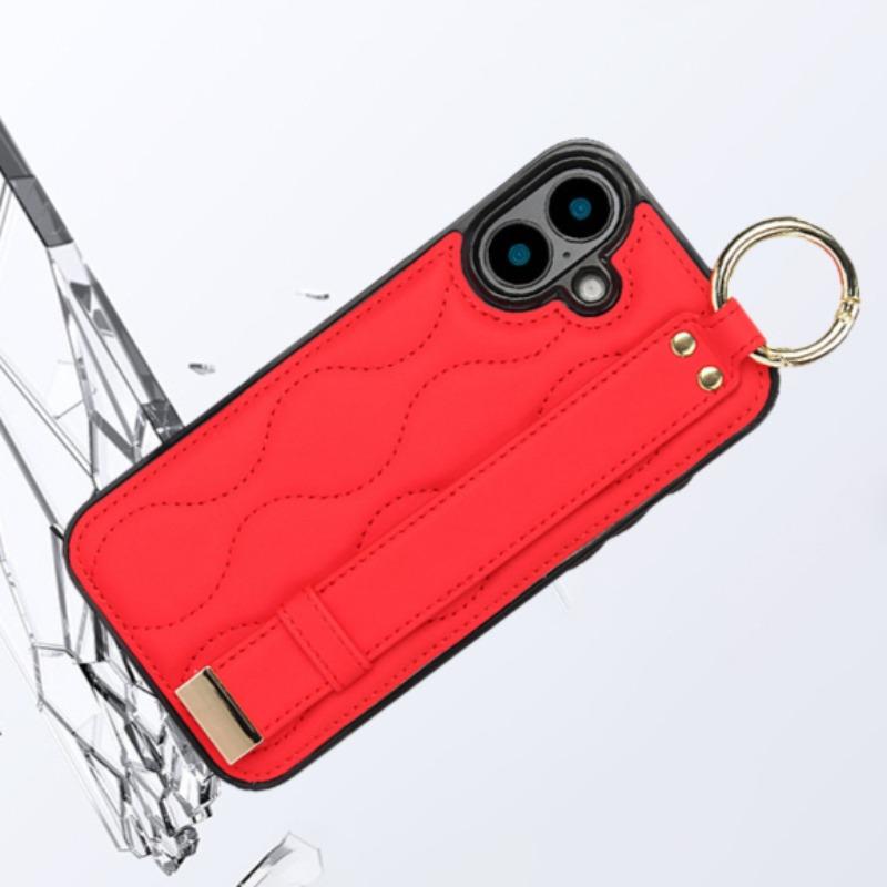 Ring Wristband Phone Case for IPhone 16 Pro Max 15 Plus 14 13 Mini 11 12 7 8 XS XR SE 2 3 Solid Color Leather Protective Cover
