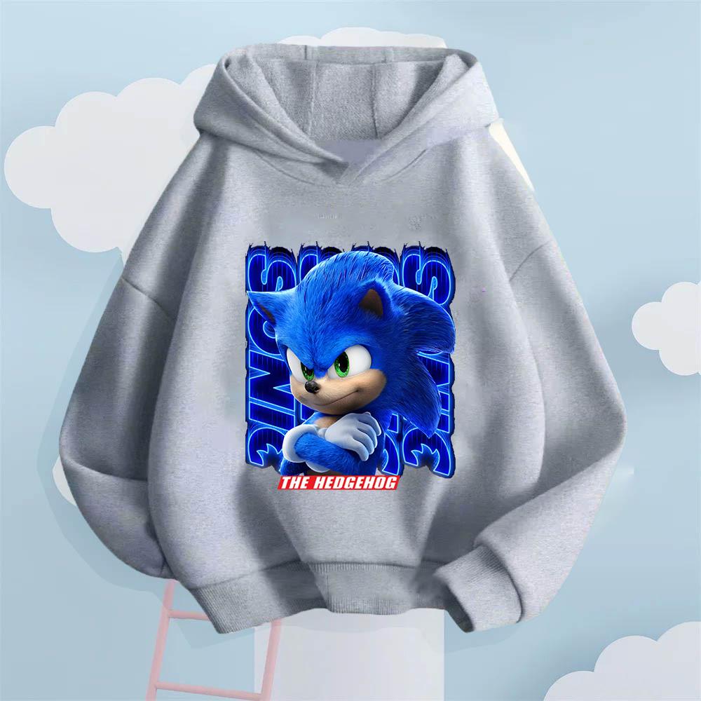 Full of Trendy Coolness! Sonic Dynamic Printed Kids' Hoodie, Let Children Become Energetic Street Cute and Cool Fashionistas