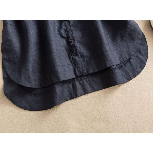 Prodyšná a lehká bavlněná lněná košile pro ženy s volnými krátkými rukávy