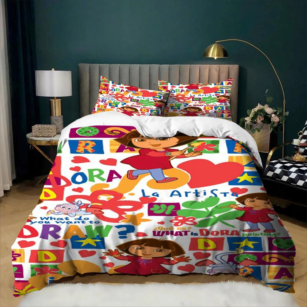 Catoon D-Dora The Explorer Bedding Set 3D Print Duvet Cover Pillowcase 2/3pcs Kids Bedroom Decor Twin Full Queen King Gift