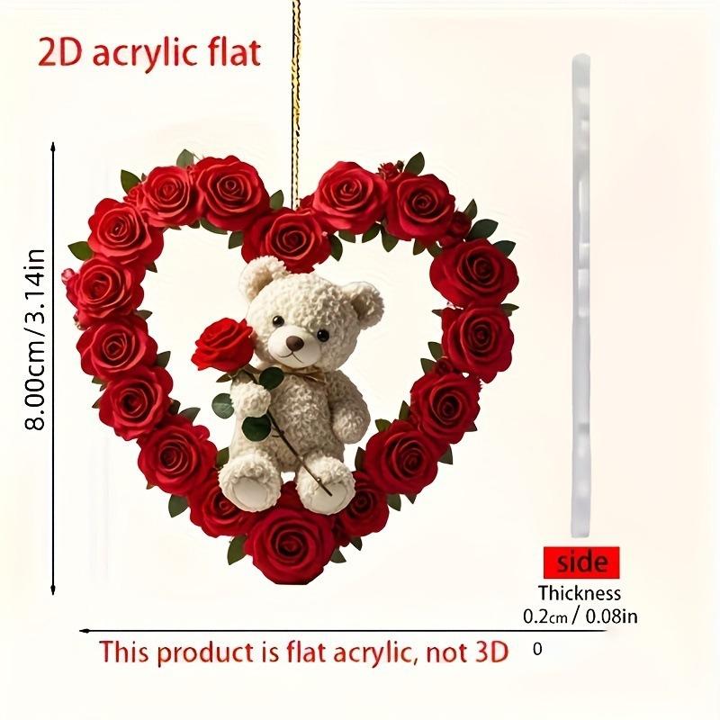 2D Acrylic Car Pendant Valentine's Gift Cute Hanging Ornament Romantic Rearview Mirror Decor Car Interior Accessories for Lovers
