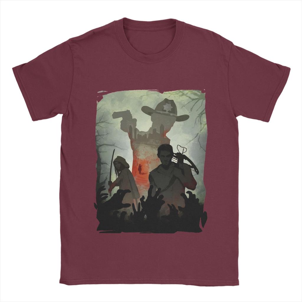Walking Deads T Shirts Men's  Pure Cotton Novelty T-Shirts Crewneck  Tee Shirt Short Sleeve Clothing 4XL 5XL 6XL