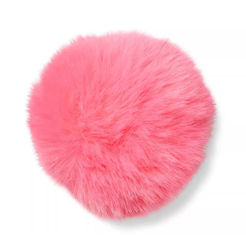 Crocs Puff Ball Solid Color Design Synthetic Fiber Shoe Accessories Women's Pink