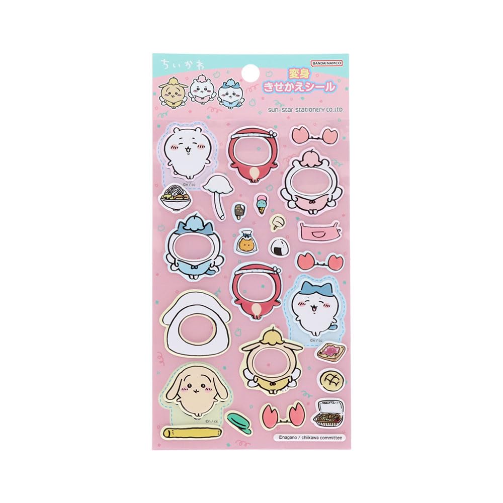 Stationery Chiikawa Goods 2711645B Sun-Star Dress-Up Stickers, Pink,