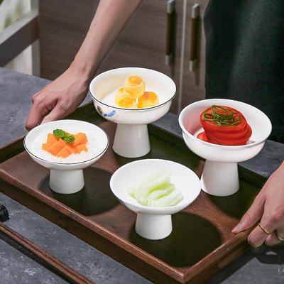 Keramik-Dessertteller im chinesischen Stil mit hohem Fuß