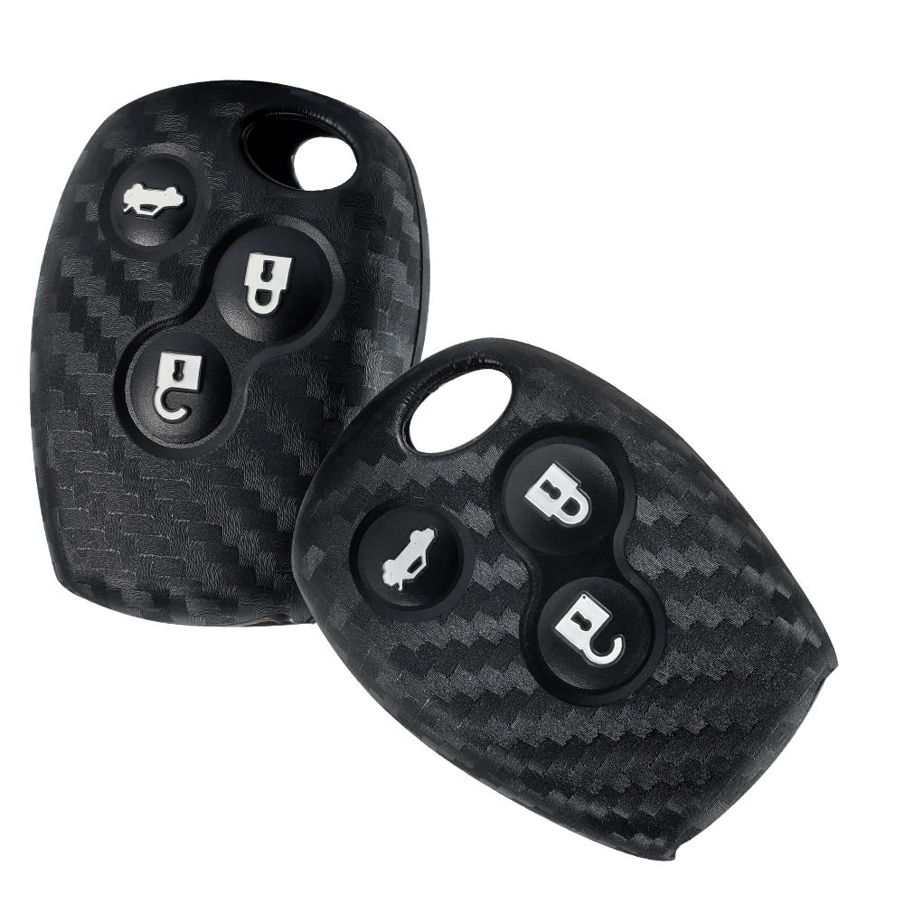 Key Rings Carbon Silicone Car Key Case 2 3 Buttons For Renault Duster Clio Dacia 3 Twingo Logan Sandero Modus For Nissan