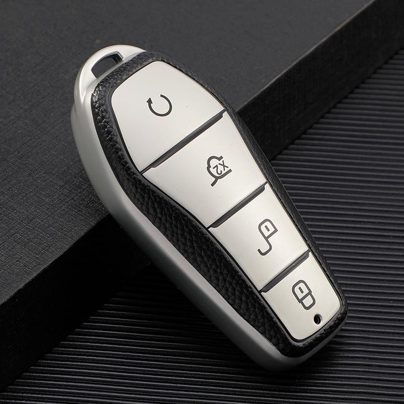 

Кожаный автомобильный чехол для ключей из ТПУ, брелок для BYD Song Qin Han EV Tang DM 2018-2022, защита для ключей, автомобильные аксессуары для интерьера Key Case серебряный