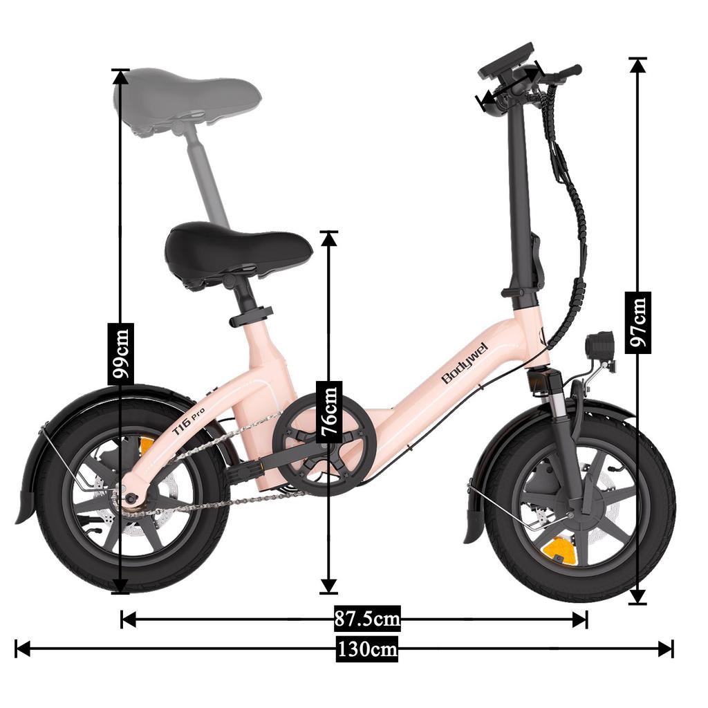 Bodywel T16PRO 14 Inch Lightweight Folding Electric Bicycle 36V7.8AH Battery 250W Motor Urban Commuting E- Bike Adult Outdoor Riding Electric Bike
