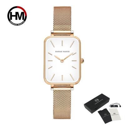 Orologio da donna di lusso con cinturino al quarzo Orologio da cintura in maglia di acciaio inossidabile con movimento giapponese ultrasottile e semplice