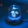 3D Laser Crystal Ball Night Light with Luminous Base - Decorative Desktop Ornament and Gift