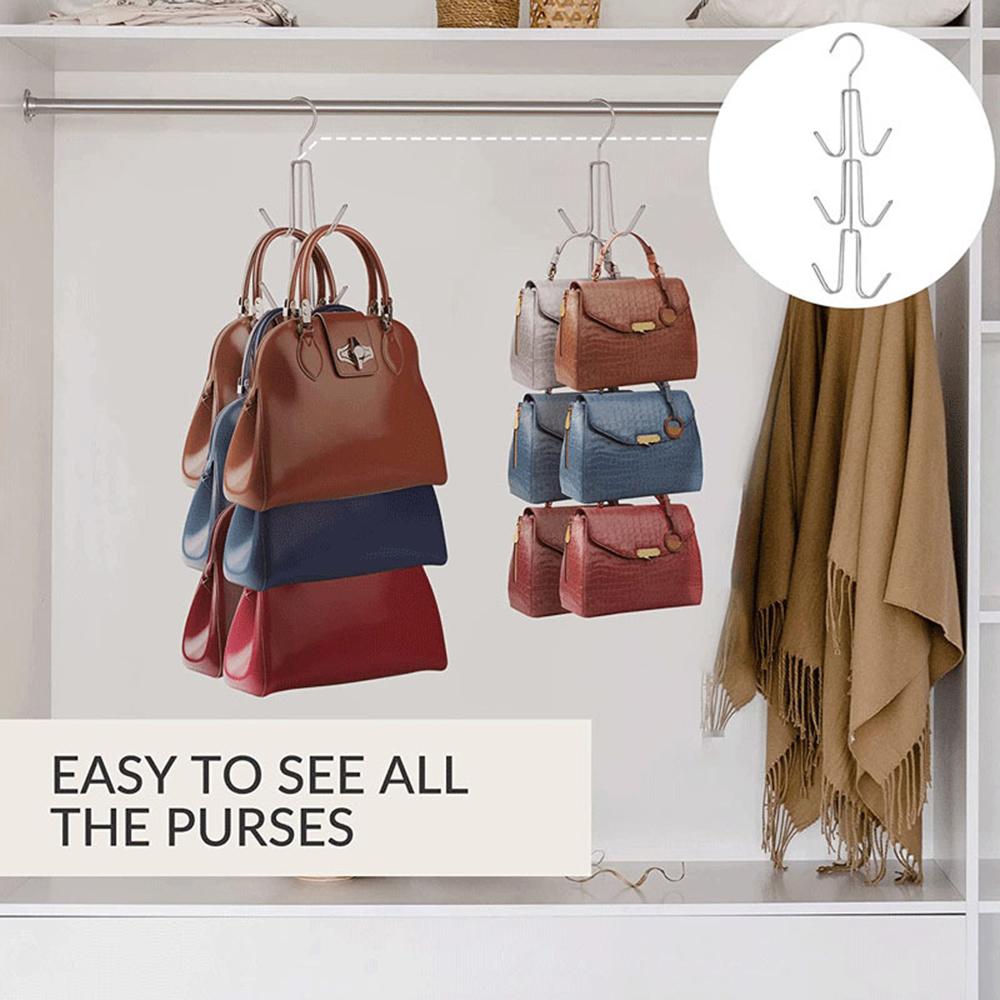 Hanger Organizer for Closet, Hanging Bag Holder Keeping Purses Visible and in Good Condition Metal Handbag Storage Hook Backpack