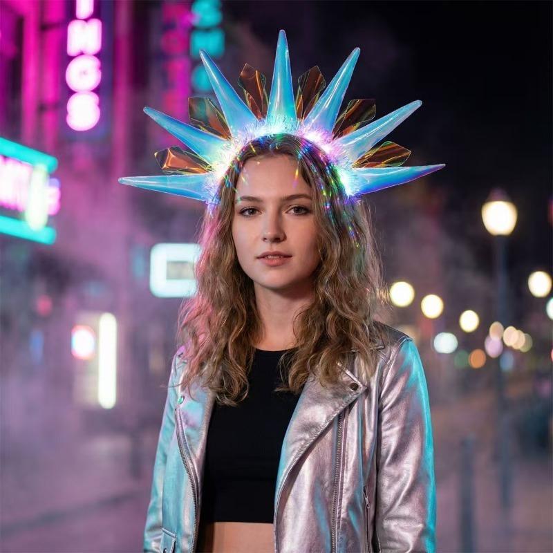 1-20pcs Laser Holographic Glow Headband for Christmas Halloween Party Costume Decoration Accessory Home Celebration