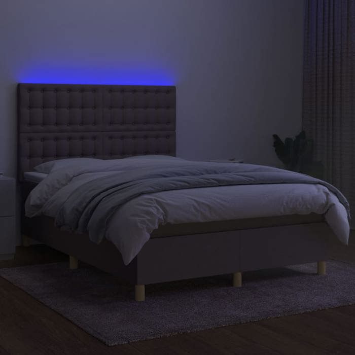 Maison Exclusive - Sommier à lattes de lit et matelas et LED Taupe 140x190cm Tissu