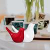 Creative White and Red Glossy Ceramic Birds Figurines Home Decorations Accessories Party (Pack of 2, White & Red)