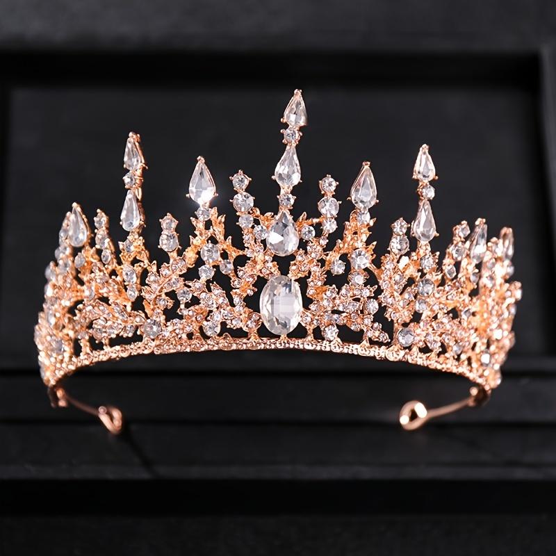 Baroque Retro Bronze Violet Crystal Bridal Tiaras Crown Rhinestone Pageant Diadem Veil Tiara Headbands Wedding Hair Accessories