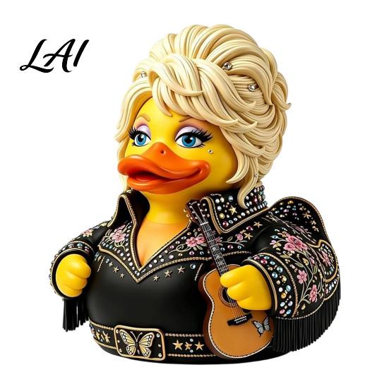 Creative Home Office Ornament Parton Memorial Duck Dolly Duck Figurine Country Music Statue Guitar-Themed Artistic Resin Animal Statue Decorative