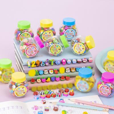 50 Stück Cartoon Radiergummis Exquisite Form Lebendige Farbe TPR Frucht Tier Stil Bleistiftradiergummis Schreibwarengeschenk Schulsachen