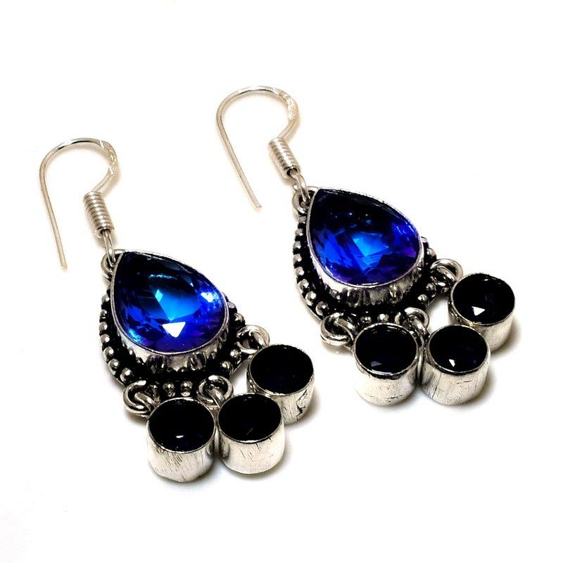 

Серьги Swissblue с топазом и черной шпинелью, посеребренные 925 пробы, 1,70 дюйма