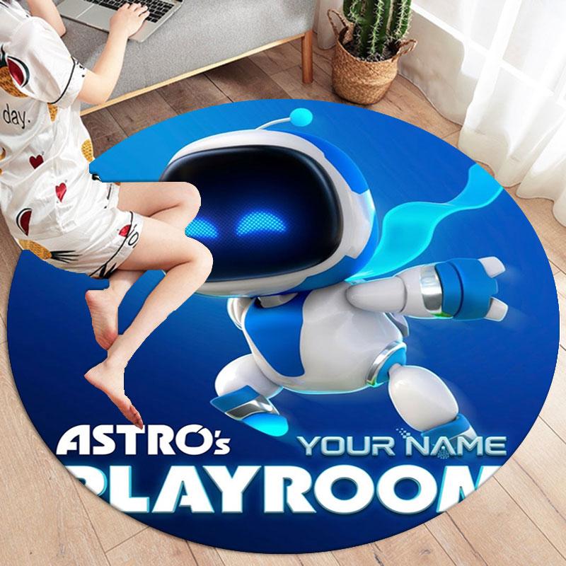 ASTRO BOT Custom Name Round Area Rug,Carpet Rug for Living Room Bedroom Sofa Playroom Decor,Non-slip Floor Mat
