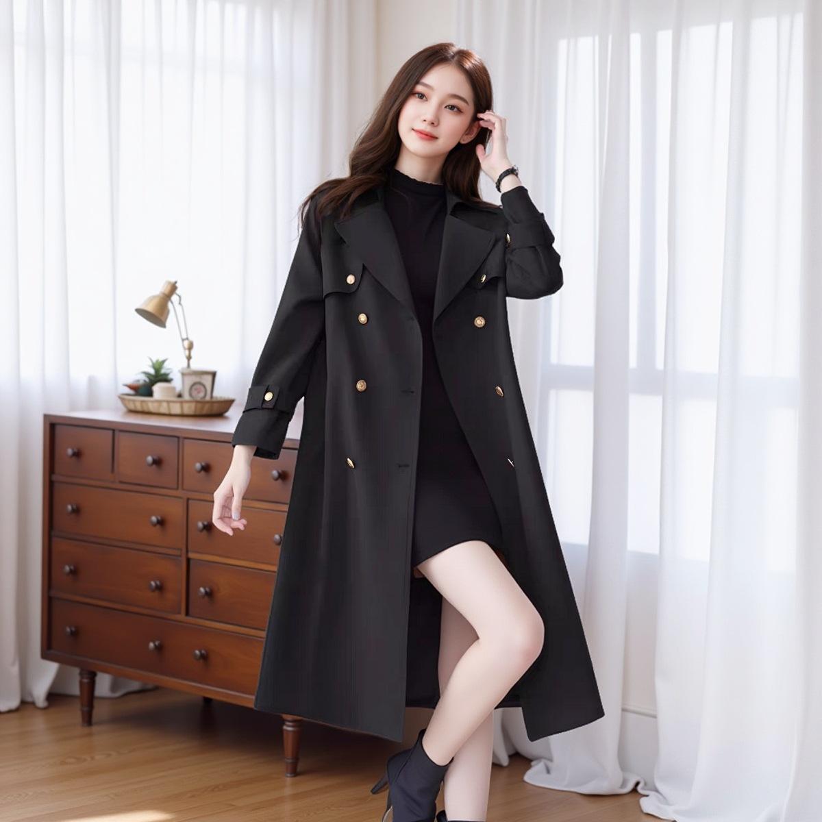 

Женский пиджак больших размеров с воротником и средней длиной, повседневное пальто с утягивающим эффектом 4XL чёрный