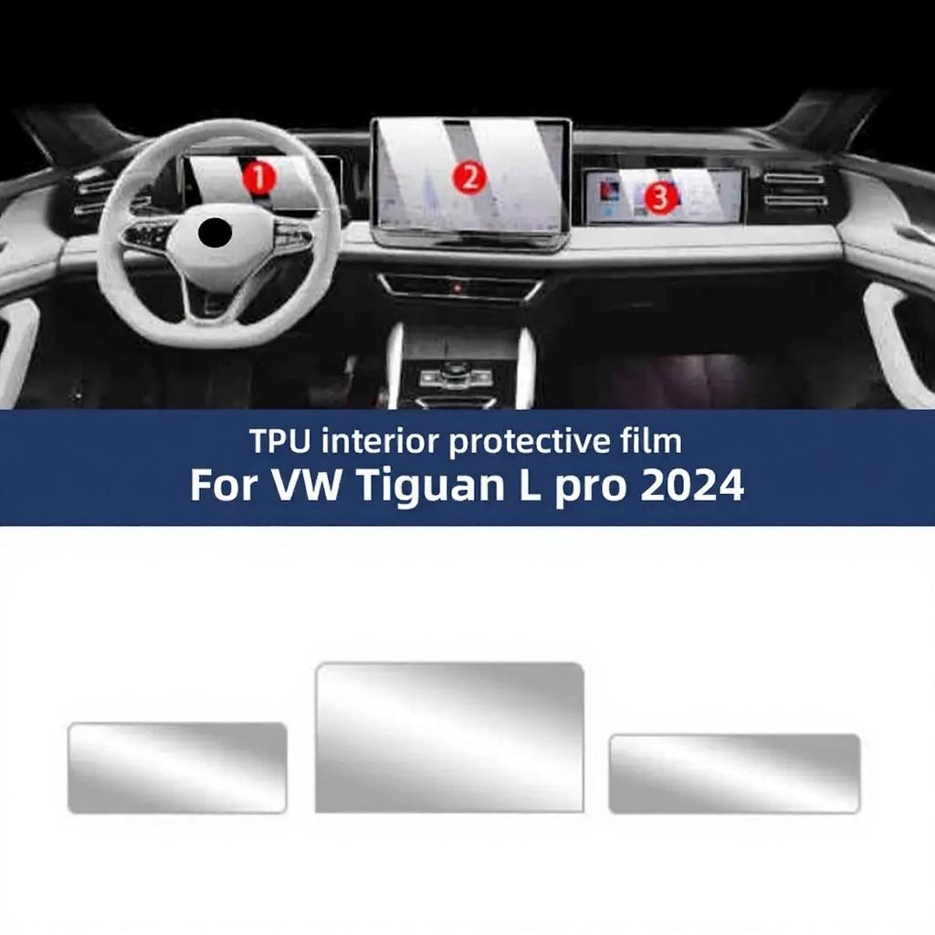 Pegatina Protectora Antirrayaduras para Consola Central y Salpicadero de Coche para Volkswagen Tiguan L Pro 2024 2025 Película Protectora de TPU
