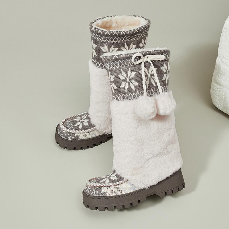 Damenmode Winterstiefel mit dicker Sohle, lang, leicht, warm, kälteabweisend, Schneestiefel, rutschfest, lässige Sneakers, Baumwollstiefel