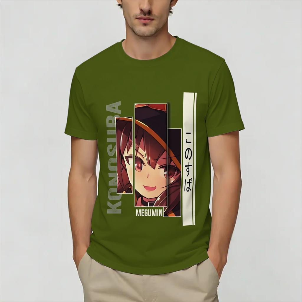 Megumin KonoSuba T Shirt for Unisex Pure Cotton Funny TShirts Crewneck Tees Short Sleeve Tops Gift Idea