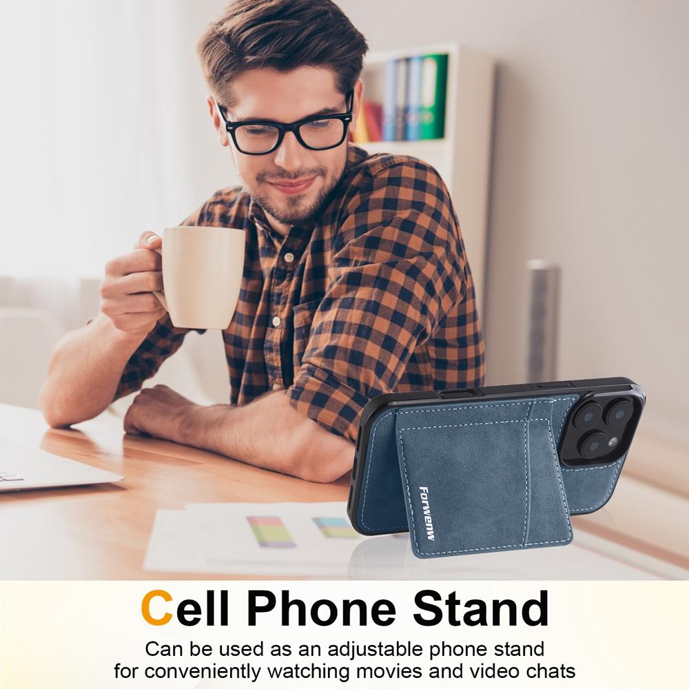 Leather Case For Iphone 17 Air 16 16e Promax 15 Pro 14 Plus 13 Mini 12 11 Iphone17 Kickstand Card SLots Cards Holder Phone Cover