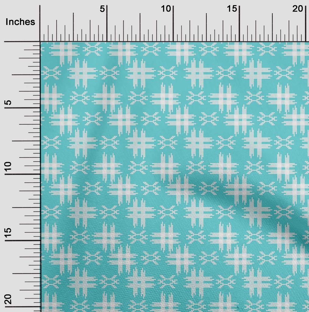 oneOone Tissu Coton Flex Imprimé Kasuri à Carreaux Tissu au Mètre Largeur 40 Pouces