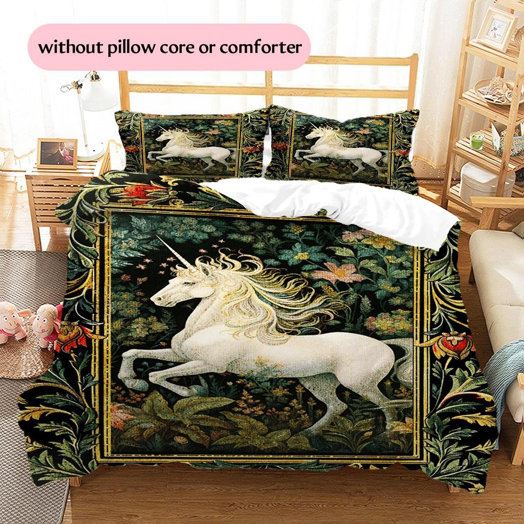 1PC Horse Bedding Quilt Set Quilt Cover Pillowcase Home Decoration Birthday Gift (1 * Duvet Cover + 2 * Pillowcase, Without Core)